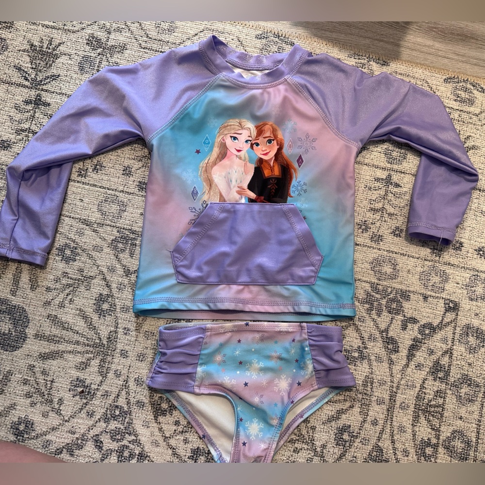 Disney Frozen two piece long sleeve rash guard swimsuit 4T